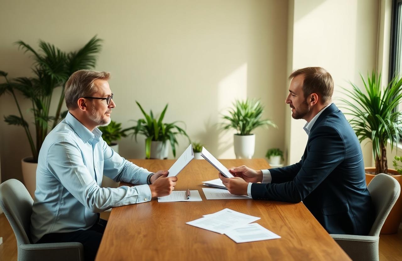 Two professionals reviewing a report together